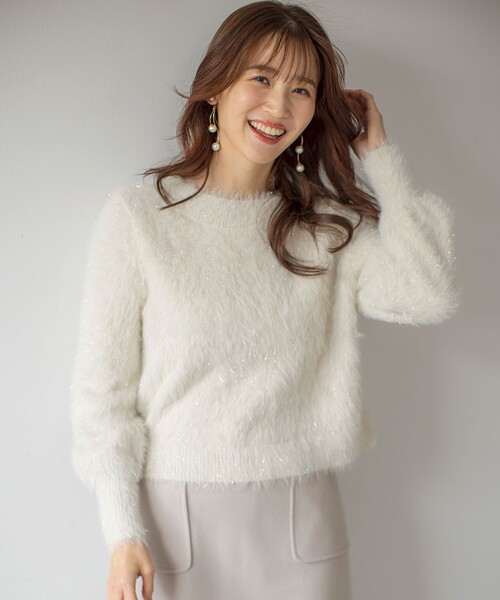 【セール】【洗える】フィルムラメシャギー ニット（ニット/セーター）｜any SiS（エニィスィス）