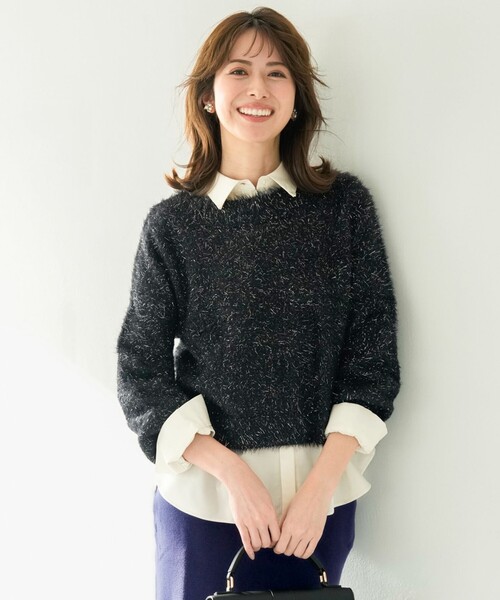 【セール】【洗える】フィルムラメシャギー ニット（ニット/セーター）｜any SiS（エニィスィス）
