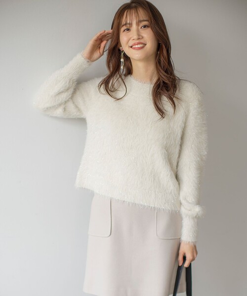 【セール】【洗える】フィルムラメシャギー ニット（ニット/セーター）｜any SiS（エニィスィス）