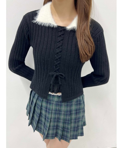 PHILLY(フィリー)の「【PHILLY】バイカラーレースアップトップス(Tシャツ/カットソー・レディース・グレー/ブラック/ホワイト・FREE)」の19枚目の写真