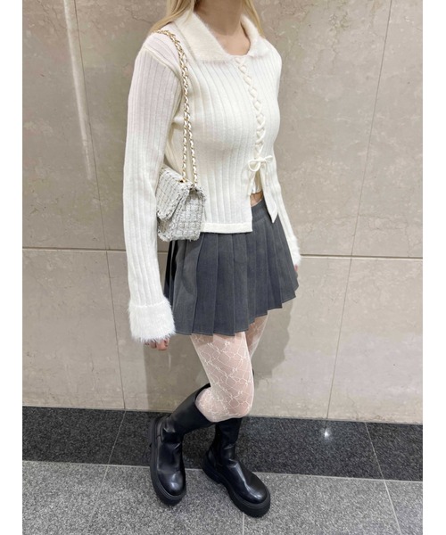 PHILLY(フィリー)の「【PHILLY】バイカラーレースアップトップス(Tシャツ/カットソー・レディース・グレー/ブラック/ホワイト・FREE)」の7枚目の写真