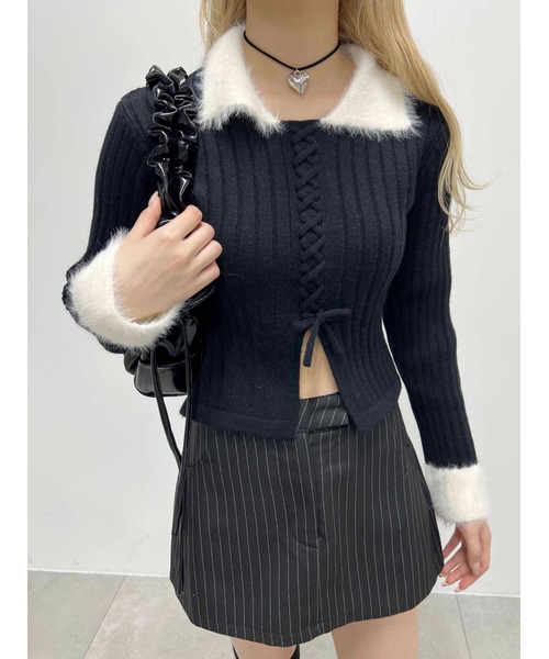 PHILLY(フィリー)の「【PHILLY】バイカラーレースアップトップス(Tシャツ/カットソー・レディース・グレー/ブラック/ホワイト・FREE)」の10枚目の写真