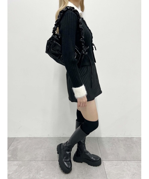 PHILLY(フィリー)の「【PHILLY】バイカラーレースアップトップス(Tシャツ/カットソー・レディース・グレー/ブラック/ホワイト・FREE)」の15枚目の写真