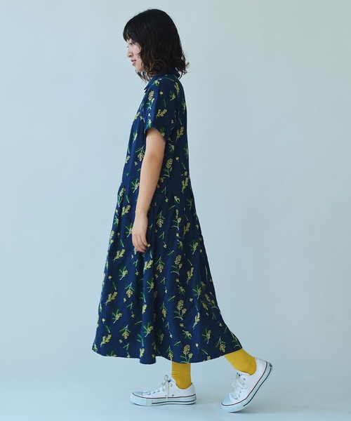 bulle de savon（ビュルデサボン）の「○ミモザ刺繍 シャツワンピース