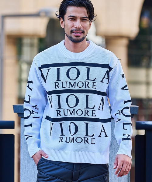 VIOLA(ヴィオラ)の「『VIOLA rumore/ヴィオラ ルモーレ』総柄ジャガードニット長袖セーター(ニット/セーター・メンズ・ホワイト/ブラック・L/M/XL)」の1枚目の写真