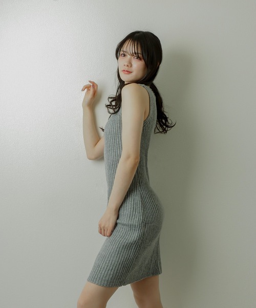 M DOLLY（エムドリー）の「layered knit dress/レイヤードニットドレス（ワンピース・レディース・グレー・FREE）」の5枚目の写真