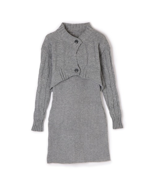 M DOLLY（エムドリー）の「layered knit dress/レイヤードニットドレス（ワンピース・レディース・グレー・FREE）」の6枚目の写真