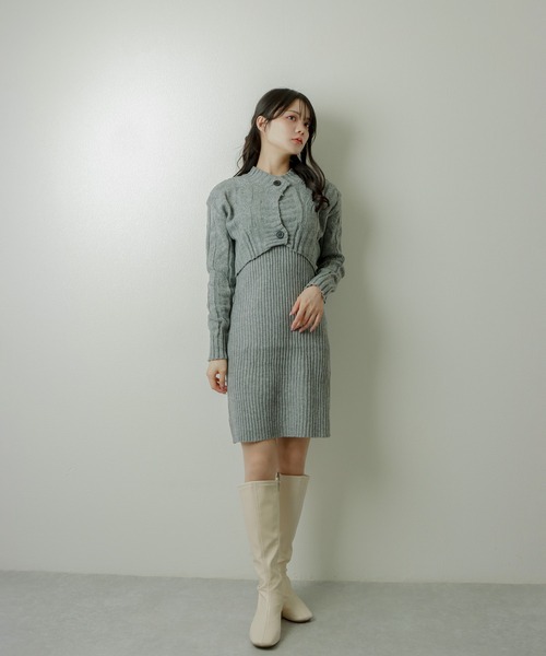 M DOLLY（エムドリー）の「layered knit dress/レイヤードニットドレス（ワンピース・レディース・グレー・FREE）」の11枚目の写真