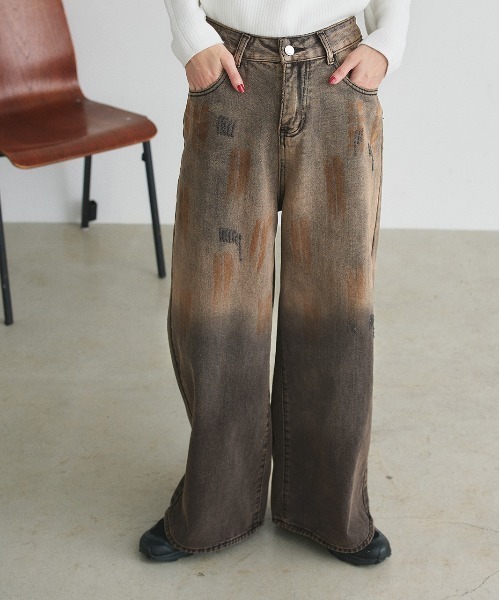 ad thie(アドティエ)の「ウォッシュグラデーションデニム(デニムパンツ・レディース・ブラウン・SMALL/MEDIUM)」の4枚目の写真