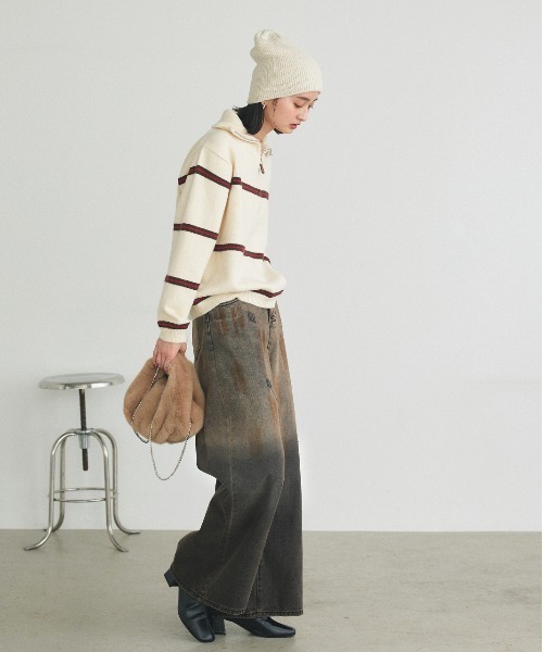 ad thie(アドティエ)の「ウォッシュグラデーションデニム(デニムパンツ・レディース・ブラウン・SMALL/MEDIUM)」の12枚目の写真