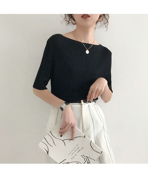 Asterellivi(アステレリビ)の「サマーニットカットソー(Tシャツ/カットソー・レディース・ブルー/グリーン/ピンク/ホワイト/イエロー/ブラック・FREE)」の8枚目の写真