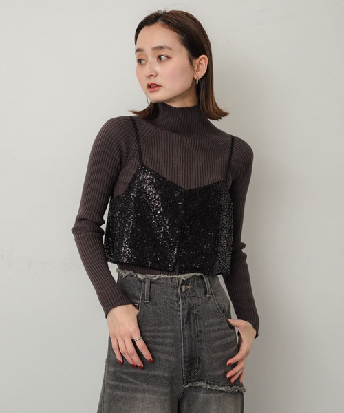 SENSE OF PLACE by URBAN RESEARCH（センスオブプレイスバイアーバンリサーチ）の「スパンコールホックビスチェ（その他トップス・レディース・ブラック/グレー・ONE）」の15枚目の写真