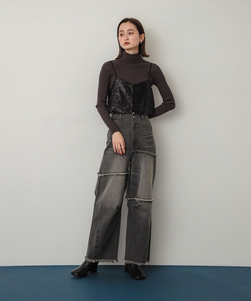 SENSE OF PLACE by URBAN RESEARCH（センスオブプレイスバイアーバンリサーチ）の「スパンコールホックビスチェ（その他トップス・レディース・ブラック/グレー・ONE）」の18枚目の写真