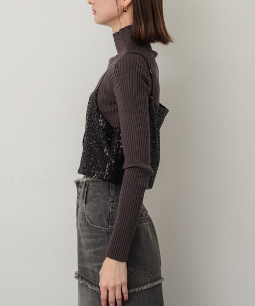 SENSE OF PLACE by URBAN RESEARCH（センスオブプレイスバイアーバンリサーチ）の「スパンコールホックビスチェ（その他トップス・レディース・ブラック/グレー・ONE）」の3枚目の写真