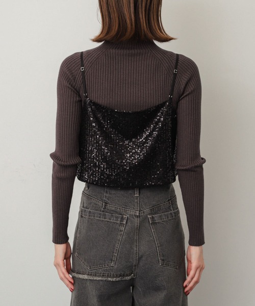 SENSE OF PLACE by URBAN RESEARCH（センスオブプレイスバイアーバンリサーチ）の「スパンコールホックビスチェ（その他トップス・レディース・ブラック/グレー・ONE）」の4枚目の写真