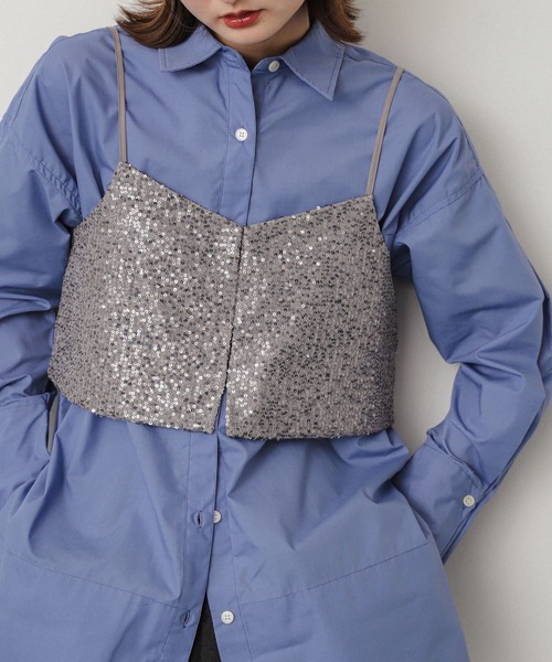 SENSE OF PLACE by URBAN RESEARCH（センスオブプレイスバイアーバンリサーチ）の「スパンコールホックビスチェ（その他トップス・レディース・ブラック/グレー・ONE）」の2枚目の写真