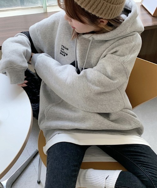 SHEPP（シープ）の「裏起毛 ロゴ ビッグサイズ パーカー（パーカー・レディース・グレー/ブラック・M/L）」の11枚目の写真