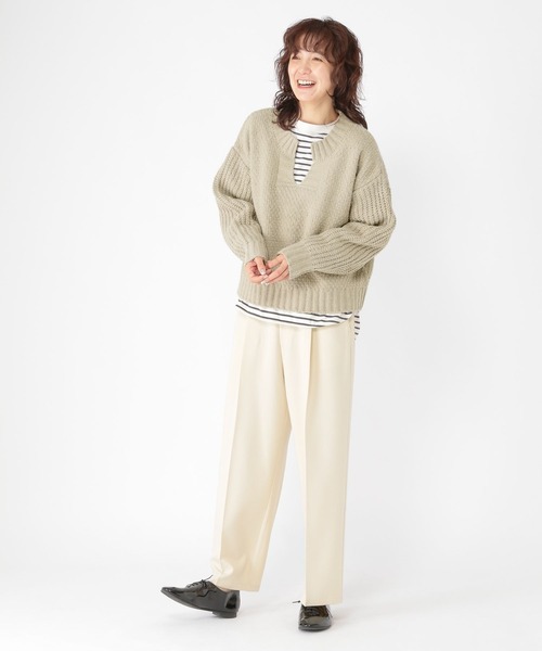 studio CLIP（スタディオクリップ）の「5ゲージシャギーモールキーネックプルオーバー（ニット/セーター・レディース・イエロー/ライトグレー/ブルー・FREE）」の4枚目の写真