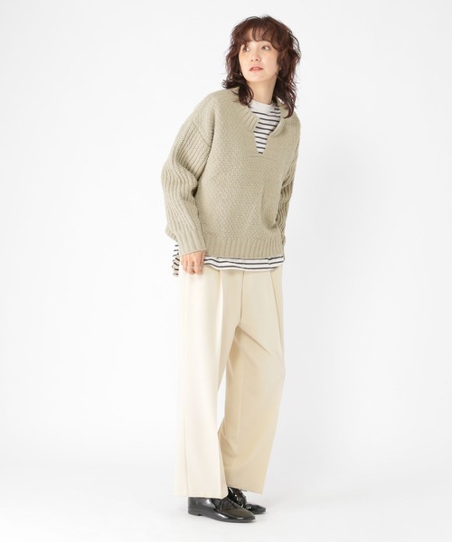 studio CLIP（スタディオクリップ）の「5ゲージシャギーモールキーネックプルオーバー（ニット/セーター・レディース・イエロー/ライトグレー/ブルー・FREE）」の5枚目の写真