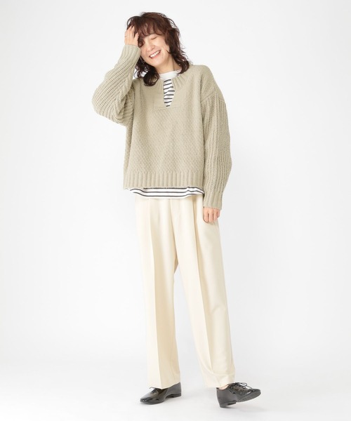 studio CLIP（スタディオクリップ）の「5ゲージシャギーモールキーネックプルオーバー（ニット/セーター・レディース・イエロー/ライトグレー/ブルー・FREE）」の6枚目の写真