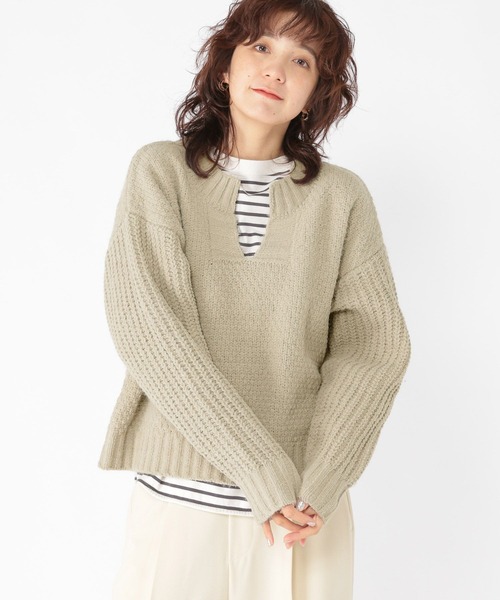 studio CLIP（スタディオクリップ）の「5ゲージシャギーモールキーネックプルオーバー（ニット/セーター・レディース・イエロー/ライトグレー/ブルー・FREE）」の7枚目の写真