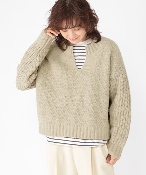 studio CLIP（スタディオクリップ）の「5ゲージシャギーモールキーネックプルオーバー（ニット/セーター・レディース・イエロー/ライトグレー/ブルー・FREE）」の8枚目の写真