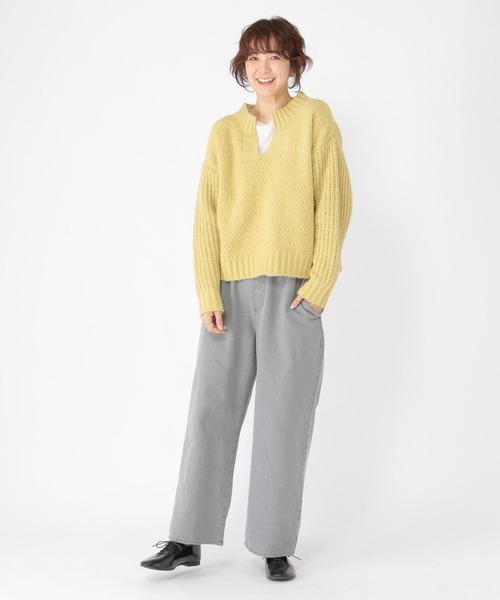 studio CLIP（スタディオクリップ）の「5ゲージシャギーモールキーネックプルオーバー（ニット/セーター・レディース・イエロー/ライトグレー/ブルー・FREE）」の9枚目の写真