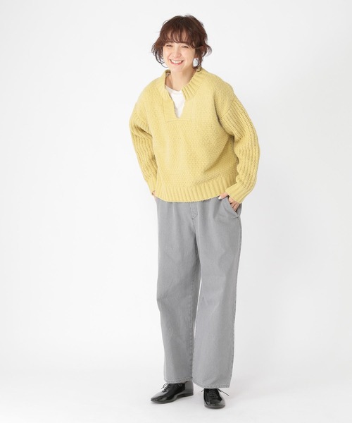 studio CLIP（スタディオクリップ）の「5ゲージシャギーモールキーネックプルオーバー（ニット/セーター・レディース・イエロー/ライトグレー/ブルー・FREE）」の10枚目の写真