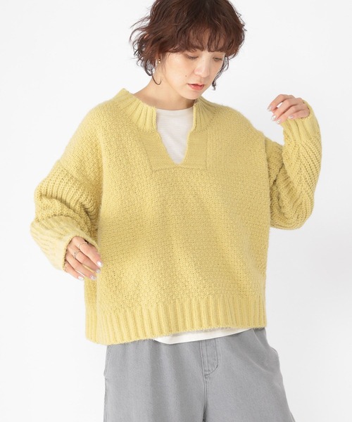 studio CLIP（スタディオクリップ）の「5ゲージシャギーモールキーネックプルオーバー（ニット/セーター・レディース・イエロー/ライトグレー/ブルー・FREE）」の11枚目の写真