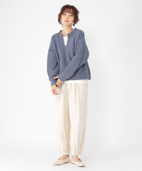 studio CLIP（スタディオクリップ）の「5ゲージシャギーモールキーネックプルオーバー（ニット/セーター・レディース・イエロー/ライトグレー/ブルー・FREE）」の12枚目の写真