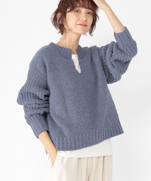 studio CLIP（スタディオクリップ）の「5ゲージシャギーモールキーネックプルオーバー（ニット/セーター・レディース・イエロー/ライトグレー/ブルー・FREE）」の14枚目の写真