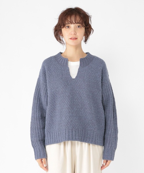 studio CLIP（スタディオクリップ）の「5ゲージシャギーモールキーネックプルオーバー（ニット/セーター・レディース・イエロー/ライトグレー/ブルー・FREE）」の15枚目の写真