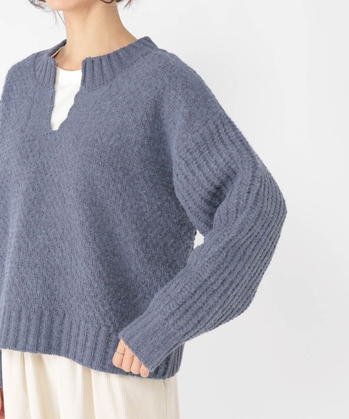 studio CLIP（スタディオクリップ）の「5ゲージシャギーモールキーネックプルオーバー（ニット/セーター・レディース・イエロー/ライトグレー/ブルー・FREE）」の19枚目の写真