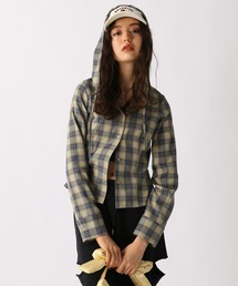 FOREVER 21 | 【2025SS】チェックフーディコンパクトシャツ(シャツ/ブラウス)