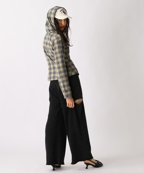 FOREVER 21（フォーエバー トゥエンティーワン）の「【2025SS】チェックフーディコンパクトシャツ（シャツ/ブラウス・レディース・ブラック/ブルー/オレンジ・FREE）」の22枚目の写真