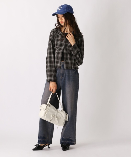 FOREVER 21（フォーエバー トゥエンティーワン）の「【2025SS】チェックフーディコンパクトシャツ（シャツ/ブラウス・レディース・ブラック/ブルー/オレンジ・FREE）」の13枚目の写真