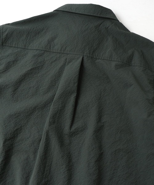 Atelier d'antan シアサッカーシャツブラウス ATON/エイトン】GIZA STRIPE OVERSIZED SHORT SLEEVE SHIRT/ギザ
