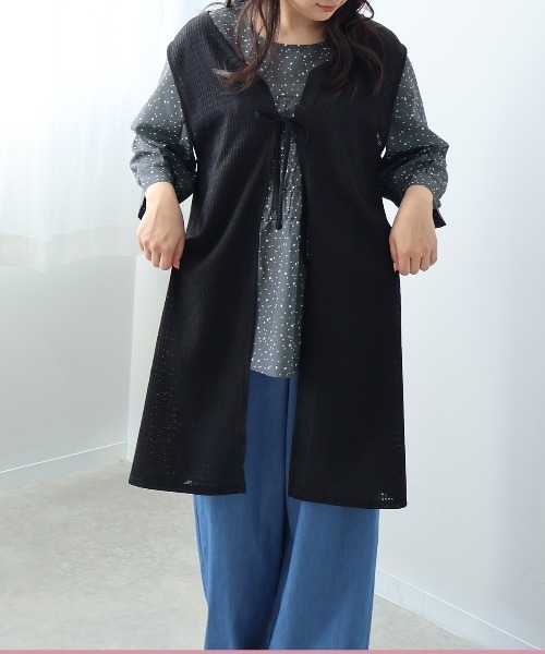 leswel(レスウェル)の「【L~5L 大きいサイズ】レーシージャガードロングジレ(ベスト・レディース・ブラック/クリーム・L/LL/3L/4L/5L)」の17枚目の写真