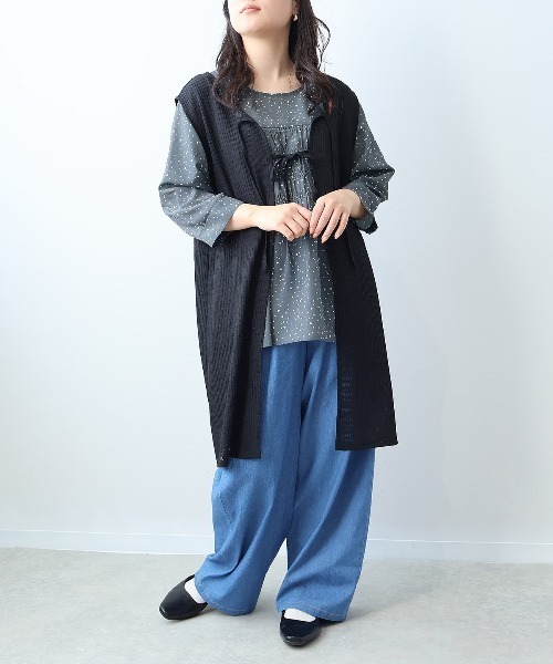 leswel(レスウェル)の「【L~5L 大きいサイズ】レーシージャガードロングジレ(ベスト・レディース・ブラック/クリーム・L/LL/3L/4L/5L)」の18枚目の写真