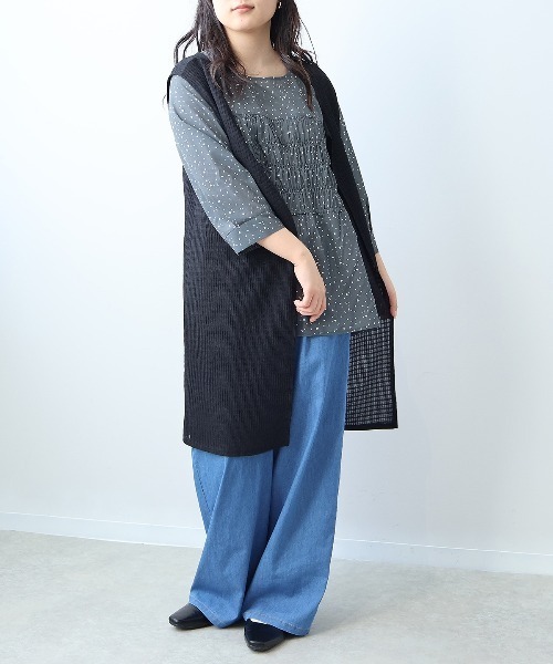leswel(レスウェル)の「【L~5L 大きいサイズ】レーシージャガードロングジレ(ベスト・レディース・ブラック/クリーム・L/LL/3L/4L/5L)」の19枚目の写真