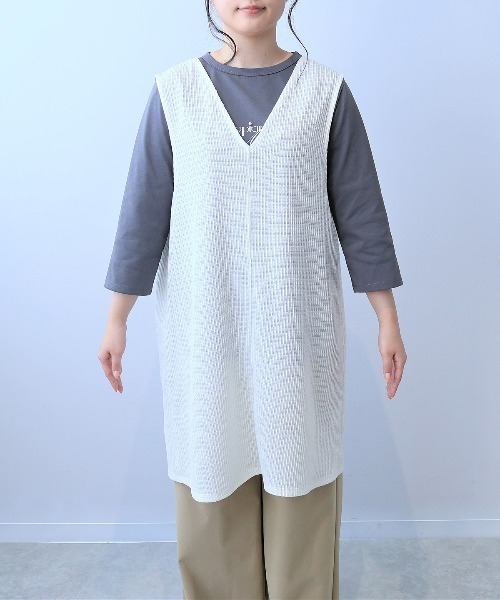 leswel(レスウェル)の「【L~5L 大きいサイズ】レーシージャガードロングジレ(ベスト・レディース・ブラック/クリーム・L/LL/3L/4L/5L)」の11枚目の写真