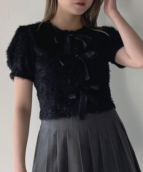 one way(ワンウェイ)の「フェザーリボンカーディガン(カーディガン/ボレロ・レディース・ブラック/グレー/ホワイト・FREE)」の8枚目の写真