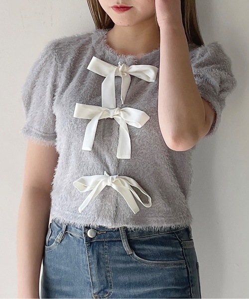 one way(ワンウェイ)の「フェザーリボンカーディガン(カーディガン/ボレロ・レディース・ブラック/グレー/ホワイト・FREE)」の12枚目の写真