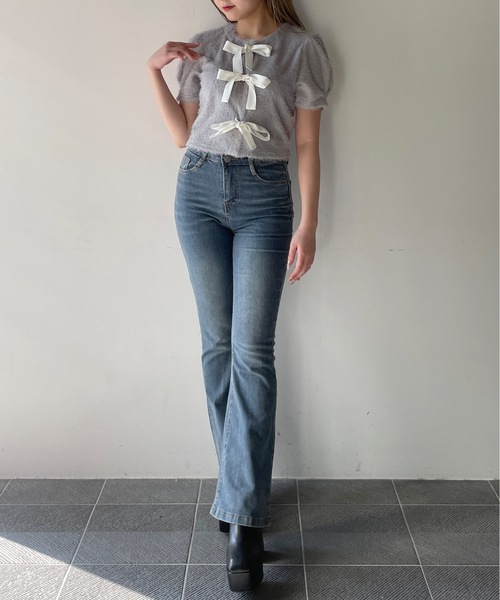 one way(ワンウェイ)の「フェザーリボンカーディガン(カーディガン/ボレロ・レディース・ブラック/グレー/ホワイト・FREE)」の5枚目の写真