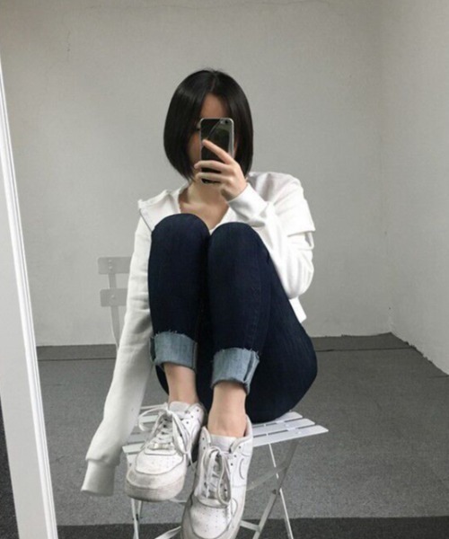 Per sist ence(パーシエンス)の「ショート丈ZIPパーカー(パーカー・レディース・ブラック/ホワイト・X-LARGE/SMALL/MEDIUM/LARGE)」の6枚目の写真