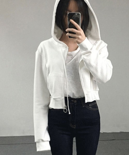 Per sist ence(パーシエンス)の「ショート丈ZIPパーカー(パーカー・レディース・ブラック/ホワイト・X-LARGE/SMALL/MEDIUM/LARGE)」の8枚目の写真