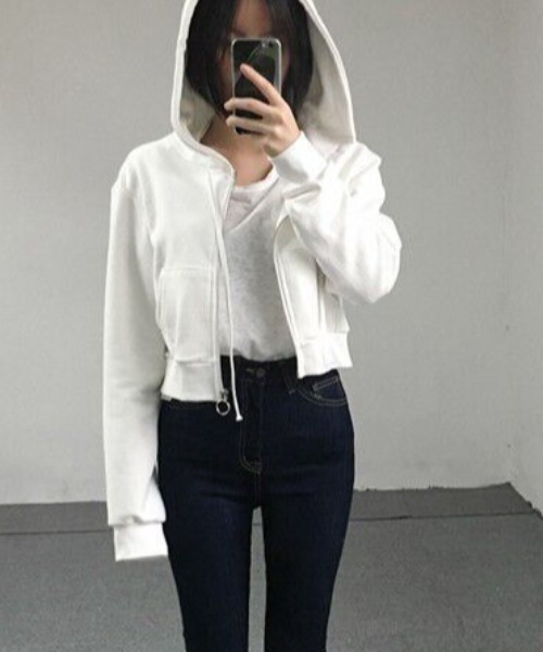Per sist ence(パーシエンス)の「ショート丈ZIPパーカー(パーカー・レディース・ブラック/ホワイト・X-LARGE/SMALL/MEDIUM/LARGE)」の10枚目の写真