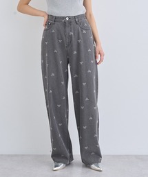 リボンプリントデニムパンツ