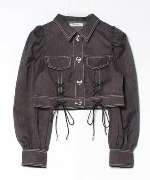 REDYAZEL(レディアゼル)の「【セットアップ可能】デニムライクレースアップショートジャケット(デニムジャケット・レディース・ネイビー/ブラック・FREE)」の17枚目の写真