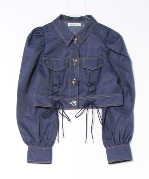 REDYAZEL(レディアゼル)の「【セットアップ可能】デニムライクレースアップショートジャケット(デニムジャケット・レディース・ネイビー/ブラック・FREE)」の18枚目の写真
